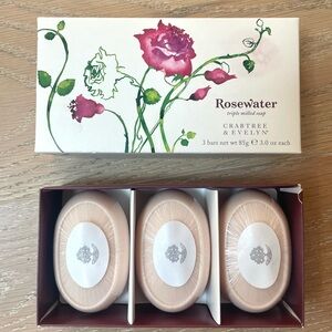 Crabtree & Evelyn ROSEWATER Triple Milled Bar Soaps